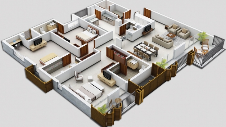 Amazing 3D Floor Plans Modern 12 3D Floor Plan Apartment A - Capitangeneral Home Design 3Ddesign Five Bedroom Pic