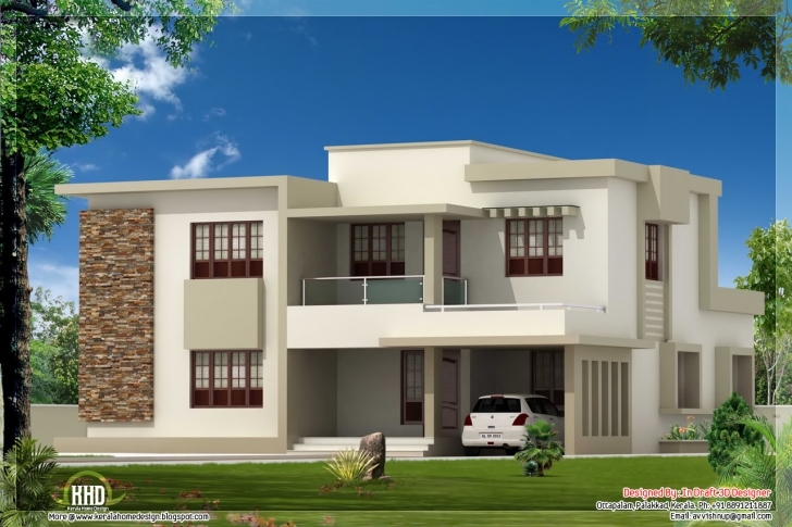 Amazing Bedroom Contemporary Flat Roof Home Design House Plans - Building 2 Bedroom Flat Roof House Plans Photo