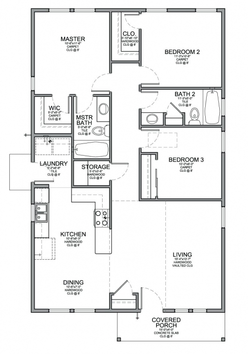 Amazing Decoration: Simple 3 Bedroom House Plans Floor Plan For A Small Sf Simple 3 Bedroom Flat Plan Picture