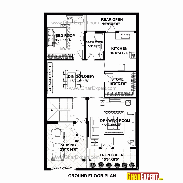 Amazing House Plan For 30 Feet By 50 Feet Plot (Plot Size 167 Square Yards 50 Feet By 50 Feet Houses Image