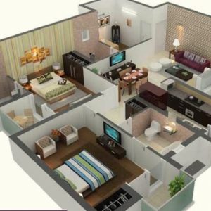 1000 Sq Ft House Plans Indian Style 3D