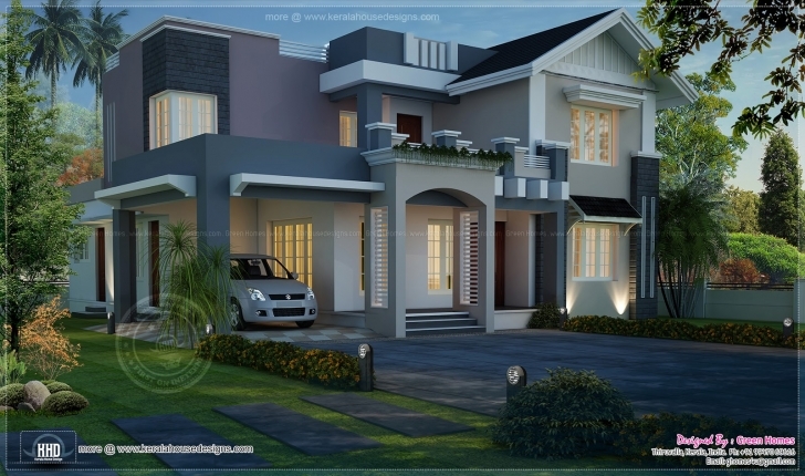 Astonishing Awesome Night View Elevation Of 2720 Sq-Ft Home - Kerala Home Design Kerala House Elevations With 3D View Image