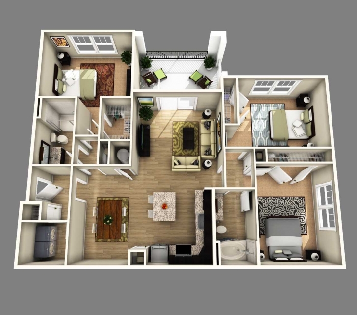 Astonishing Floor Plan Of A 4 Bedroom House 3D Ideas Open Bathroom Inspirations 4 Bedroom House Floor Plans 3D Photo