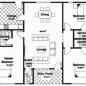 Three Bedroom Bungalow Plan