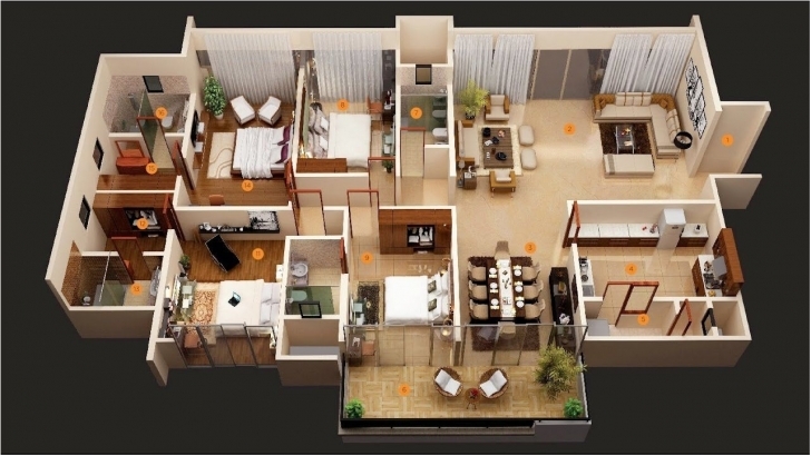 Astonishing Incredible Charming 4 Bedroom Apartment/house Plans – Three Bedroom Four Bedroom Flat Design Picture