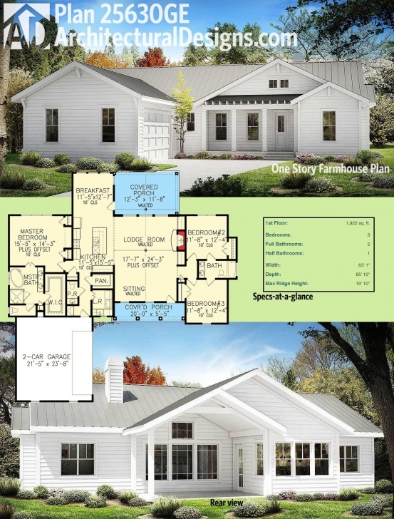 Astonishing Plan 25630Ge: One Story Farmhouse Plan | Farmhouse Plans, Square Modern Farmhouse Plans One Story Pic