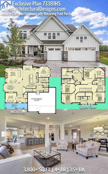 Astonishing Plan 73381Hs: Exclusive Modern Craftsman Farmhouse With Welcoming 16 Feet Foront Image