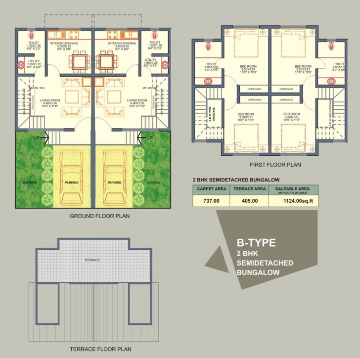 Astonishing Plans: Twin Home Plans Semi Detach Bungalow Plan And Elevation Picture