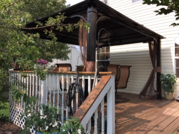 Astonishing Sunjoy Chatham Steel Hardtop Gazebo Review Steel Gazebo Against House Picture