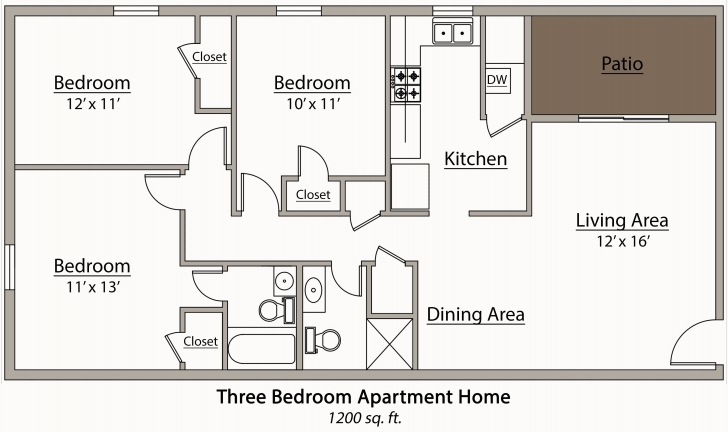 Astonishing Three Bedroom Apartment Floor Plans (Photos And Video Three Bedroom Floor Plan Photo