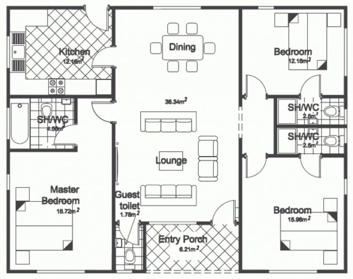 Awesome 44 Luxury Of 4 Bedroom Bungalow House Plans Photos - Architecture 3 Bedroom Bungalow Floor Plan Design Pic