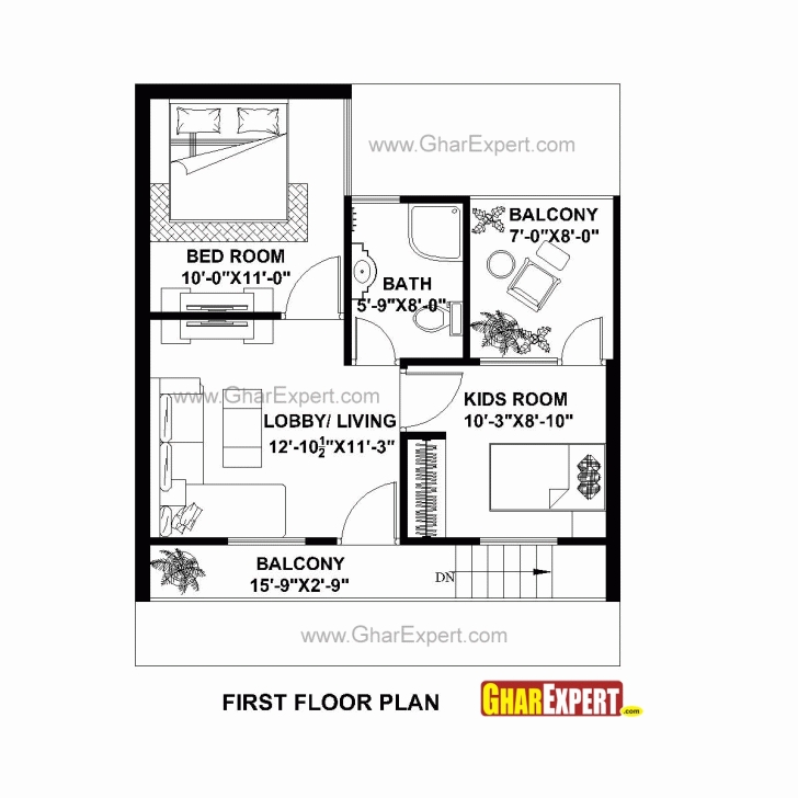 Awesome House Plan For 25 Feet By 30 Plot Size 83 Square Yards Pleasing 15 Feet By 25 Feet House Plans Pic