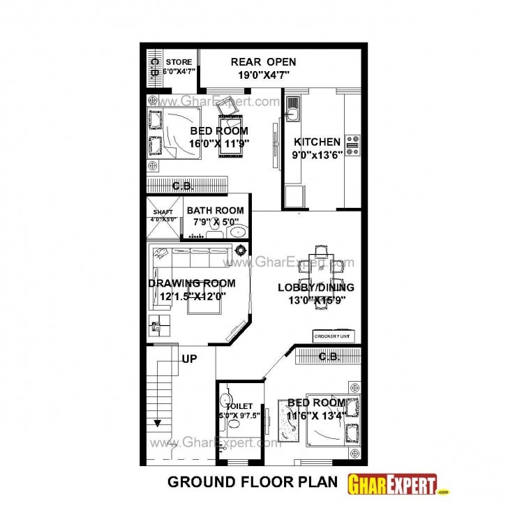 Awesome House Plan For 27 Feet By 50 Feet Plot (Plot Size 150 Square Yards 16*45 House Plan 3D Pic