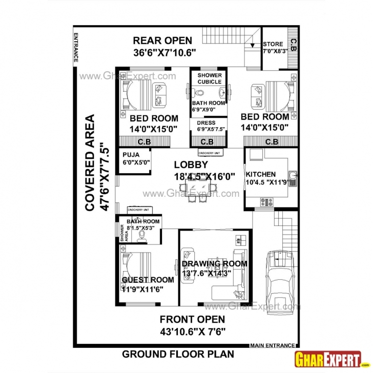 Awesome House Plan For 40 Feet By 65 Feet Plot (Plot Size 299 Square Yards 3Bhk House Plan 35×40 Image