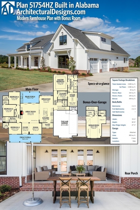 Awesome Plan 51754Hz: Modern Farmhouse Plan With Bonus Room | Farmhouse Thornton Builders Modern Farmhouse Plan Picture