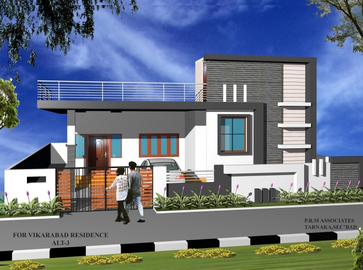 Awesome Residence View Done In 3Dmax Single Storey Elevation Concept House Front Elevation Designs For Single Floor North Facing Image