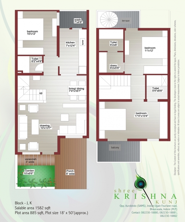 Awesome Shree Krishna Kunj 10×50 House Plan Map Picture