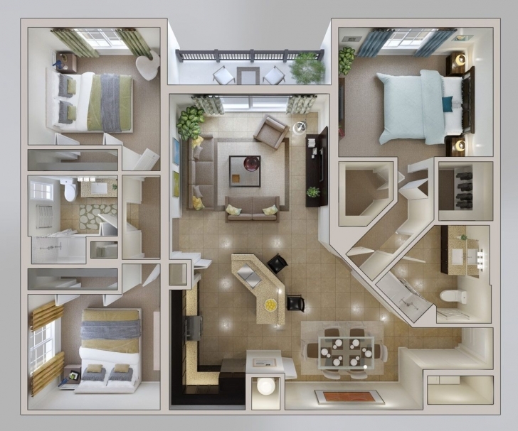 Best 50 Three “3” Bedroom Apartment/house Plans | Bedroom Apartment Three Bed Room Flat On Half Plot Of 25Fx100 Photo
