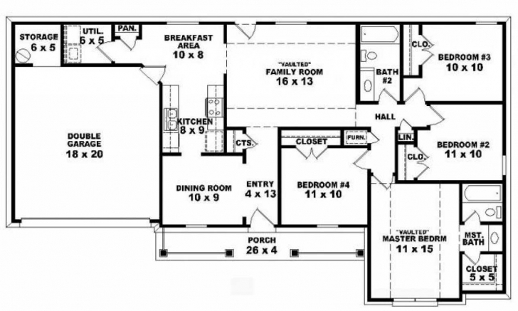 Best Bedroom House One Story Open Ideas And Outstanding 4 Floor Plan 4 Bedroom Single Story House Floor Plans Picture