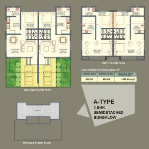 Semi Detach Bungalow Plan And Elevation