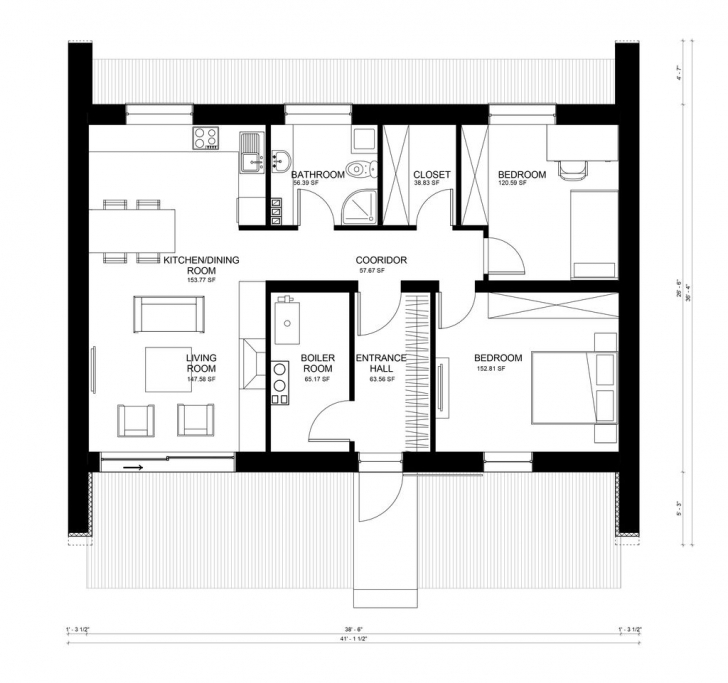 Best Contemporary Style House Plan - 2 Beds 1.00 Baths 856 Sq/ft Plan Front Elevation Plan #484-5 Photo