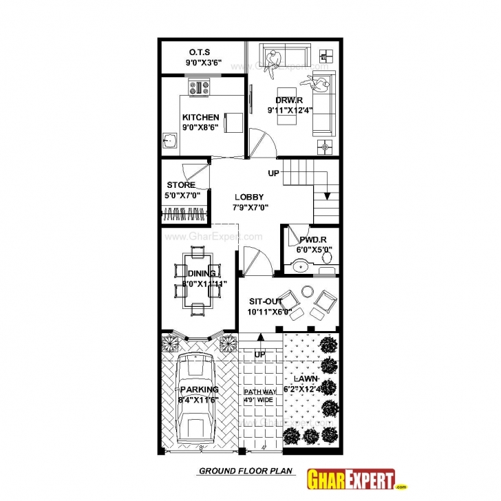 Best House Plan For 20 Feet By 45 Feet Plot (Plot Size 100 Square Yards 20*45 Plot Naksha Image