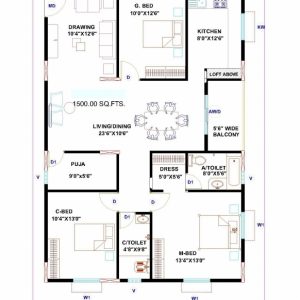 Indian House Plans For 1500 Square Feet North Facing