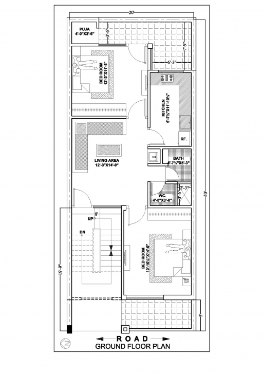Brilliant 20×50 House Floor Plan According To East,south,north,west Side 20*50 House Plan North Facing Image