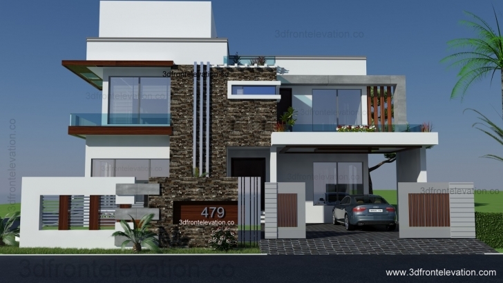 Brilliant 500 Square Yards House Plan- 3D Front Elevation- Design- 479-Tulip 3D Front Elevation Of House Picture