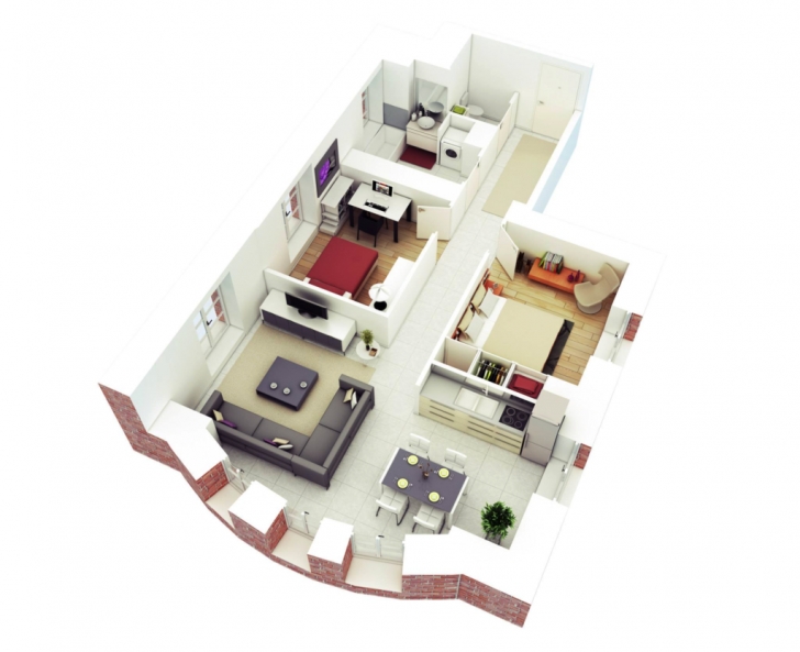 Brilliant Home Design: More Bedroom D Floor Plans 20*50 Plot Design, Charming 20*50 Plot Home Design Image