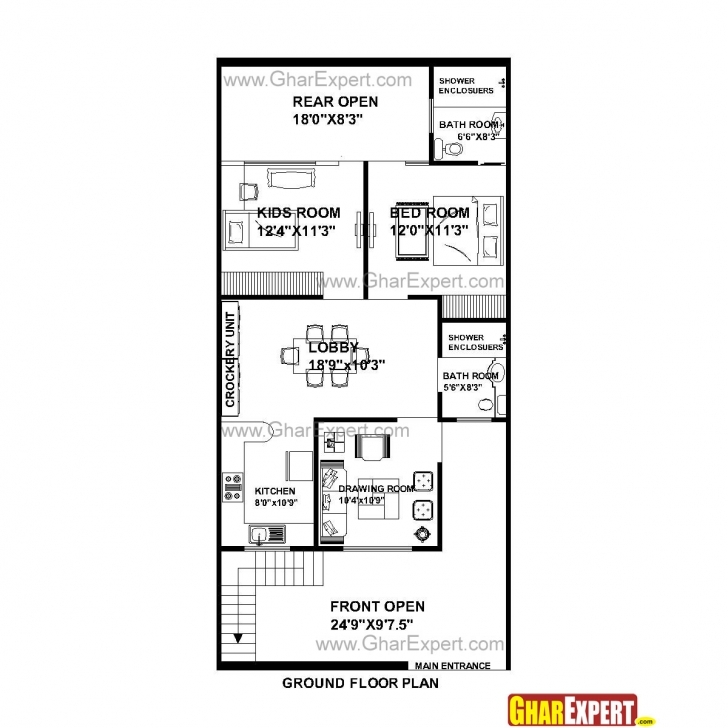 Brilliant House Plan 20 X 50 Sq Ft In India Elegant House Plan For 25 Feet By Plot 20*50 Plot Plan Pic