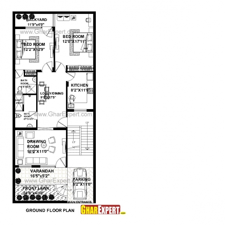 Brilliant House Plan For 26 Feet By 60 Feet Plot (Plot Size 173 Square Yards House Plan For 24 Feet By 60 Feet Plot Image