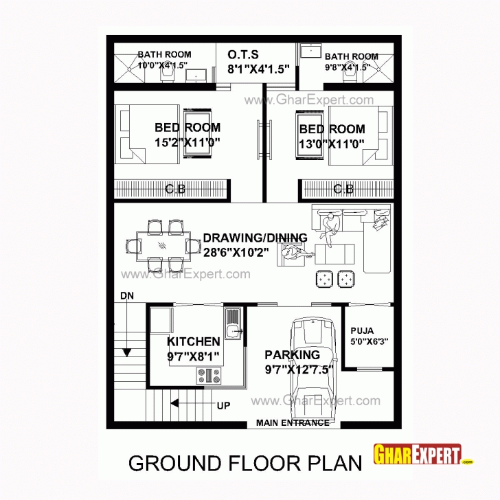 Brilliant House Plan For 30 Feet By 40 Feet Plot (Plot Size 133 Square Yards 40 Feet By 30 Feet House Plans Pic