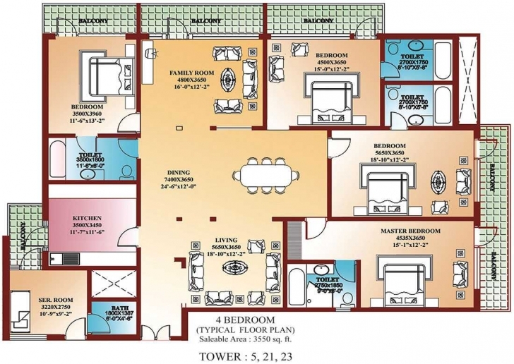 Brilliant Outstanding Floor Plans For A Four Bedroom House Also Architectural 4 Bedroom Building Plans Picture