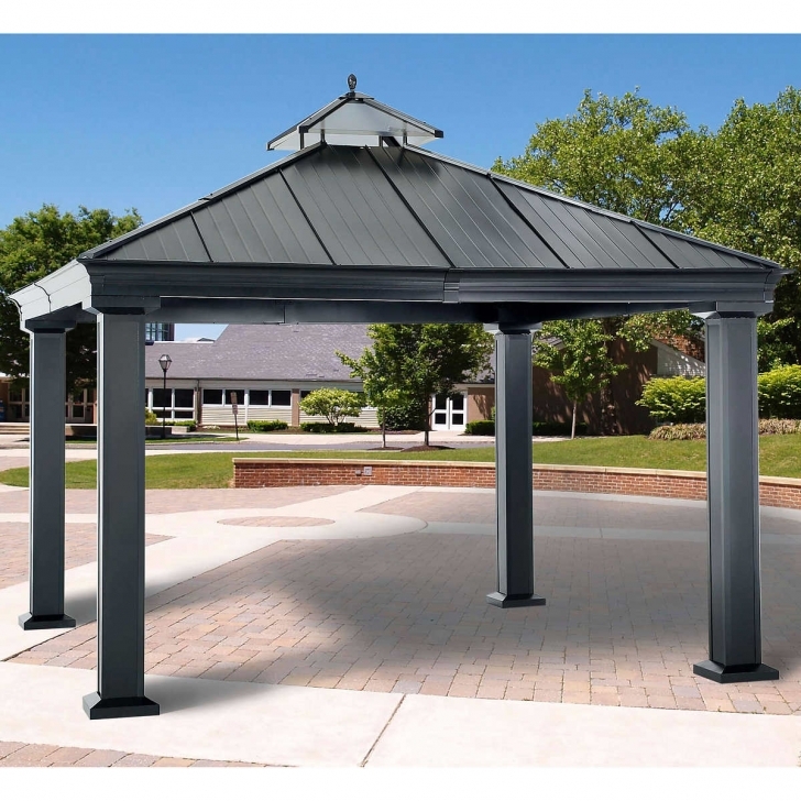 Brilliant Terrific Hardtop Gazebo 10 X 12 Canopy W Mosquito Netting | Www Hardtop 12X12 Costco Gazebo Image