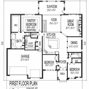 Simple House Plan With 3 Bedrooms And Garage