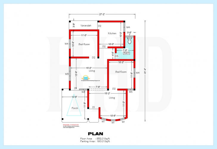 Classy 1000 Sq Ft House Plans 3 Bedroom Indian Style — Modern House Plan House Plan For 15 Ft By 45 Ft Image