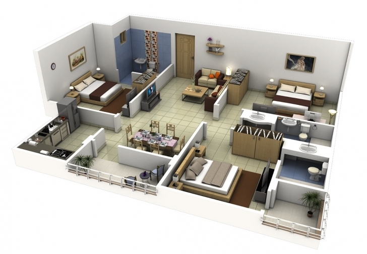 Classy 50 Three “3” Bedroom Apartment/house Plans | Simplicity And House Photo 25/50 Pic