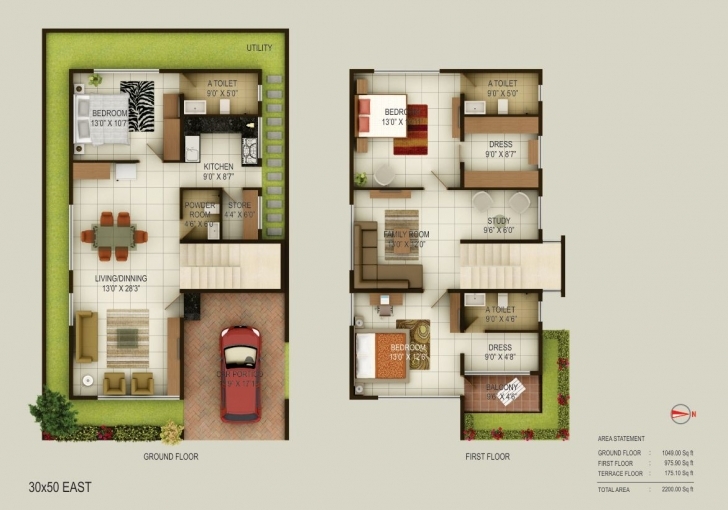 Classy Fancy Design 4 Duplex House Plans For 30X50 Site East Facing 30 X 40 30X50 East Facing House Plans Image