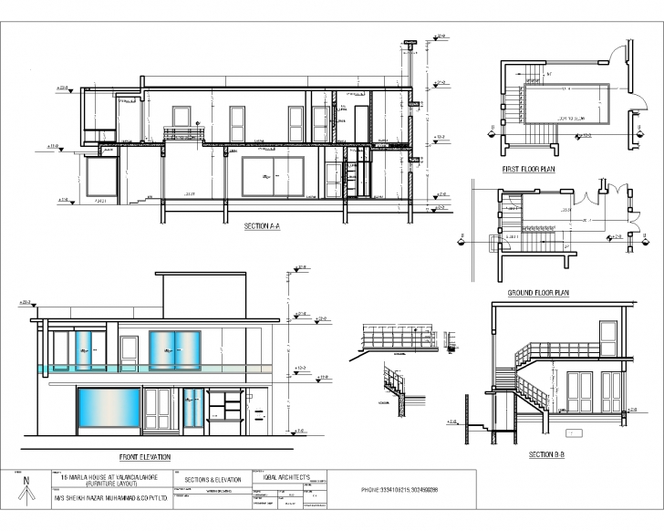 Classy Iqbal Architect's Serviceshouse Elevation &amp; Section - Iqbal House Plan Elevation And Section Drawings Photo