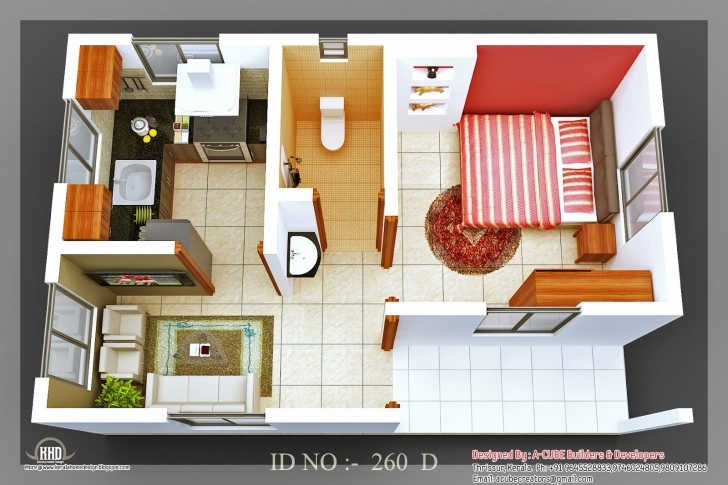 Classy Isometric Views Small House Plans Kerala Home Design Floor 20*30 House Plans 3D Image