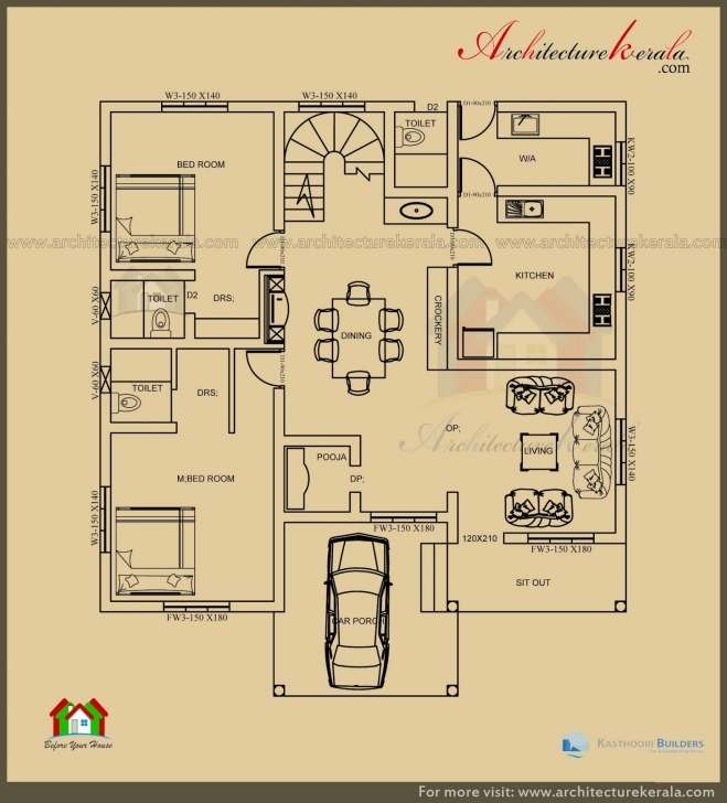 Cool 2500 Sq Ft 3 Bedroom House Plan With Pooja Room - Architecture Kerala 3Bedroom Bungalow Floor Plan In Karala Picture