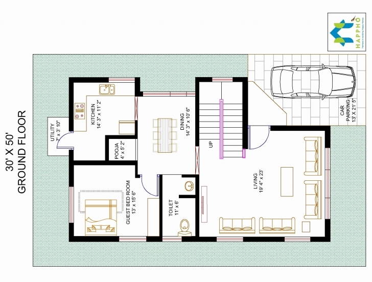 Cool 30 50 House Plans 3 Bedroom New Bhk Floor Plan For X Plot Fancy Home 30X50 Home Floor Plans Photo