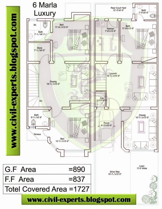 Cool 7 Bedroom Double Story House Plans Inspirational Civil Experts 6 6 Marla House Design Pictures In India Pic