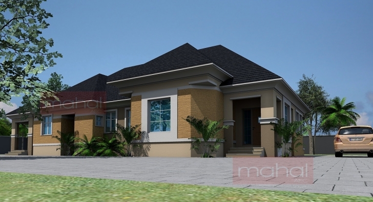 Cool Contemporary Nigerian Residential Architecture: 4 Bedroom Bungalow + 4 Bedroom Flat Bungalow Plan Pic