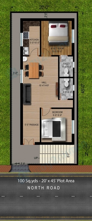 Cool Way2Nirman: 100 Sq Yds 20X45 Sq Ft North Face House 2Bhk Elevation 20 45 House Plans West Facing Photo