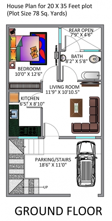 Exquisite 1-Bhk Floor Plan For 20 X 35 Feet Plot (700 Square Feet) 20*35 Duplex House Plan Image