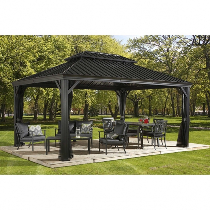 Exquisite 12'x20' Sojag Messina Galvanized-Steel-Roof Sun Shelter Gazebo Hardtop 12X12 Costco Gazebo Pic
