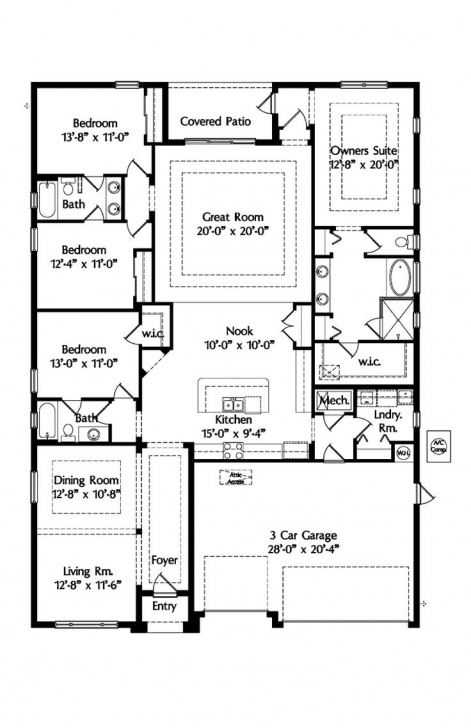 Exquisite 690 Best Ranch House Plans Images On Pinterest | Floor Plans, House Simple House Plan With 4 Bedrooms And Garage Photo