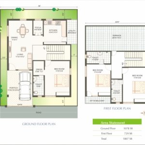 1400 Sq Ft Duplex House Plan